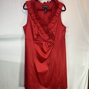 Lane Bryant Size 18 Red Sleeveless Ruffled V-Neck Dress Event Party Holiday Xmas